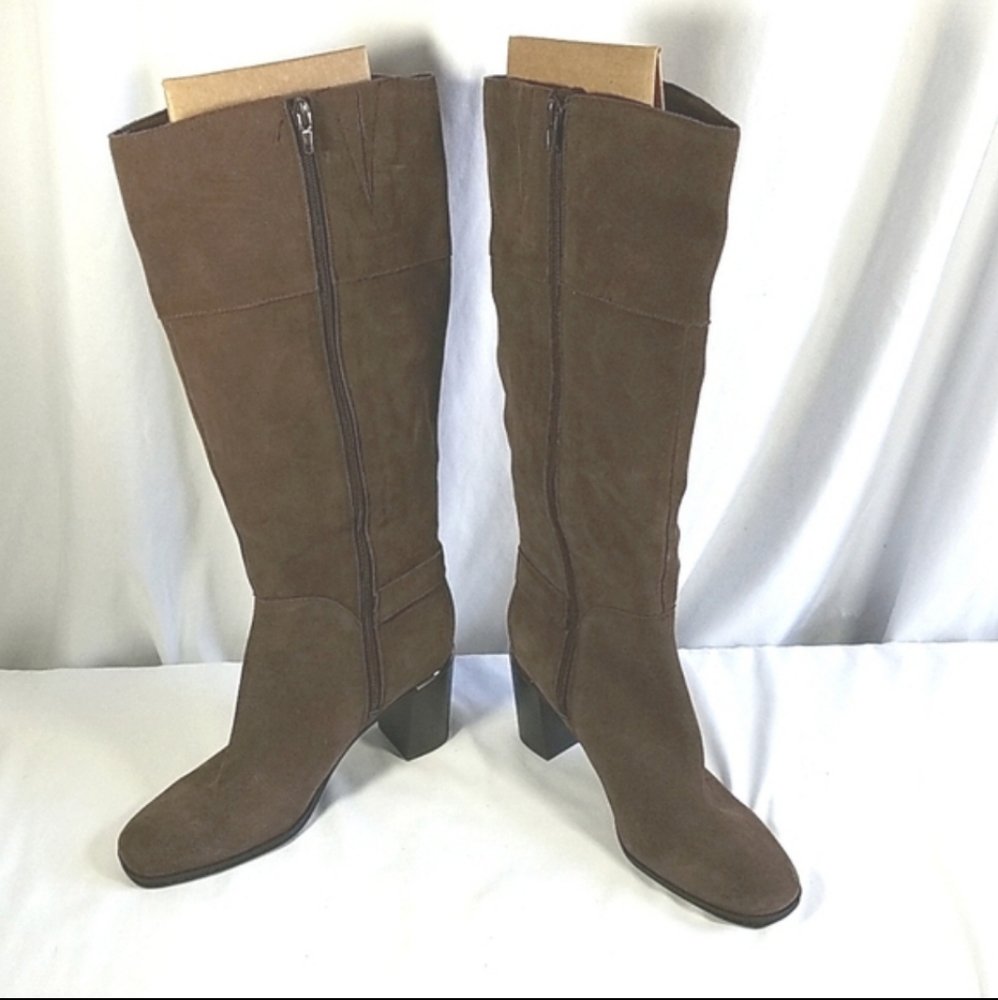 Bandolino Women's Wide Calf Buckle Zipper Boots Brown Sizes 8M